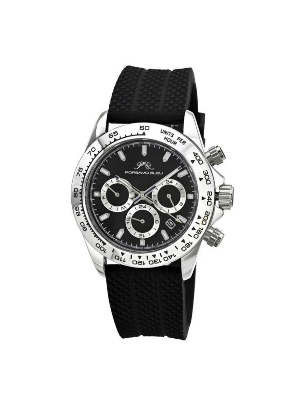 NWT Porsamo Bleu Preston Sport Chronograph Quartz Black Dial Men's Watch